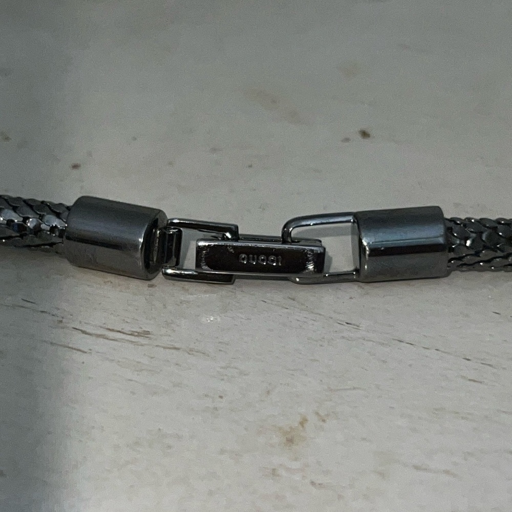 Gucci silver grey skinny metal rope belt 32” x .25”